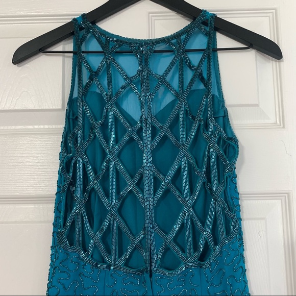 GRACE ORIGINALS Vintage Beaded Silk Gown Blue XS - Picture 10 of 16